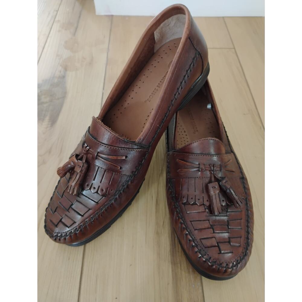 EARTH DALE BROWN LEATHER TASSELED LOAFERS SLIP ONS SHOES MOCS US MENS SZ 10